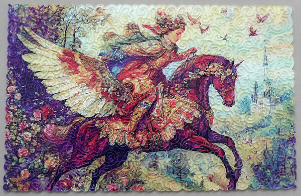 Fairy Tale Range no4 Winged Horse & Rider, Acrylic 500pc