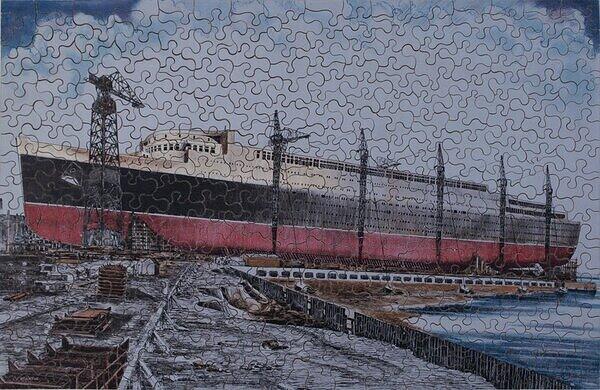 THE NEW MAURETANIA ON THE STOCKS.JPG