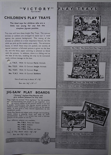 1952 Cat Child Play Trays 16.5x9.5in T Series Farm Jungle Dogs Soldiers, Play Boards